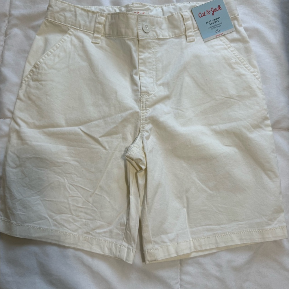 Cat & Jack Men's Cream Flat-Front Casual Shorts